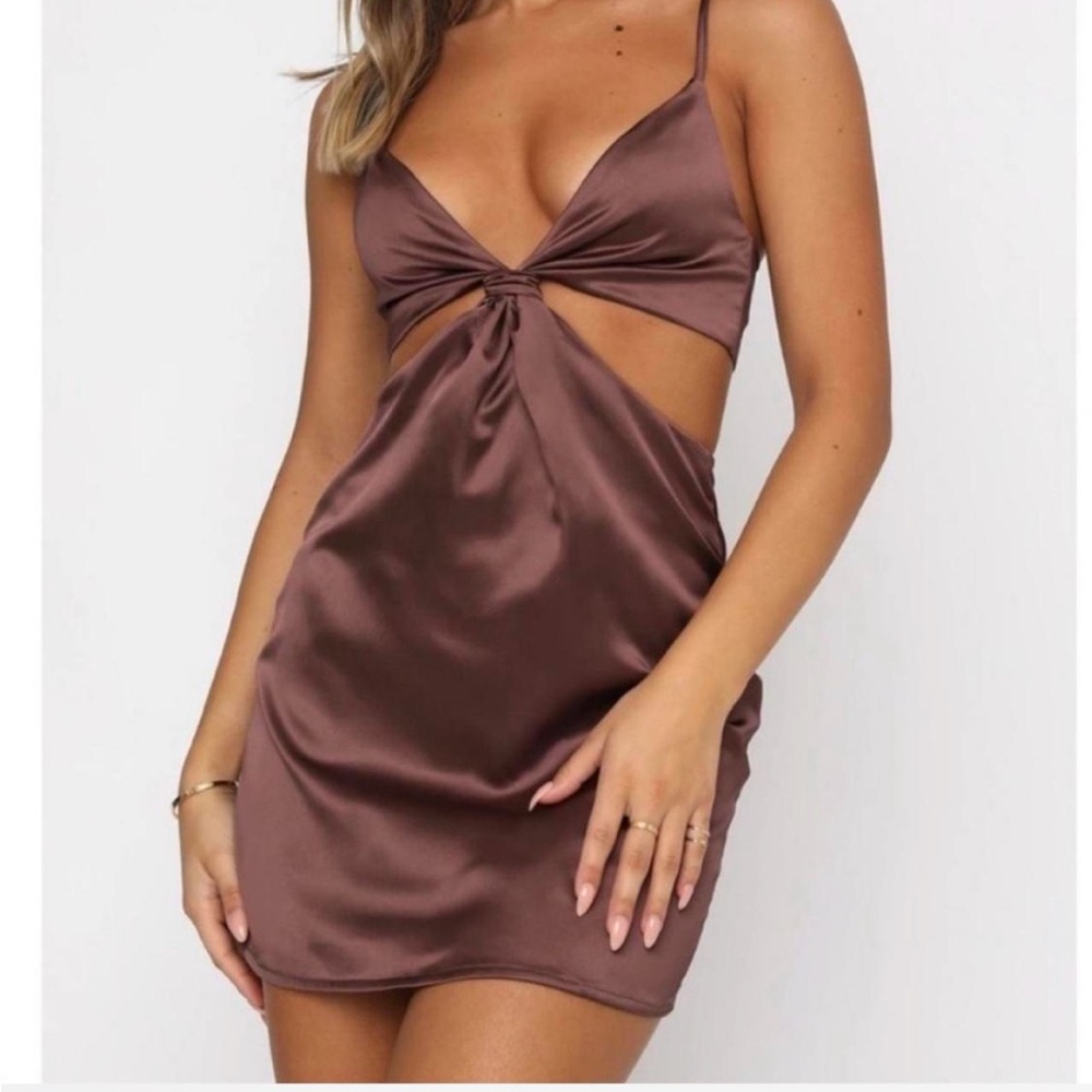 White fox brown mini dress